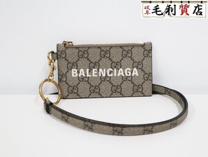 グッチ GUCCI × バレンシアガ BALENCIAGA ザ ハッカー プロジェクト 681706 ストラップ付 カードケース 極上美品 コインケース