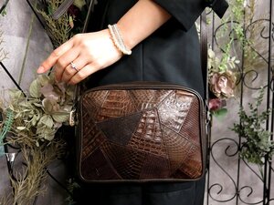 ●超美品●YSL イヴ・サンローラン●リザード パイソン 本 トカゲ ヘビ 革●ショルダー バッグ●ブラウン系●G金具●ヴィンテージ●Js53788