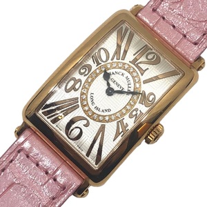 フランク・ミュラー FRANCK MULLER ロングアイランド 952QZ RELV RCD1R シルバー K18PG/レザーストラップ 腕時計 レディース 中古