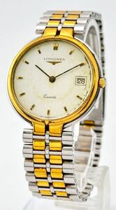 【ロンジン　１円～】　「LONGINES」 　コンビ ラウンド　デイト　腕時計　メンズ　クォーツ　稼働　E13742