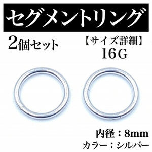 セグメントリング 16G 2本 フープピアス ボディピアス シルバー BP 174