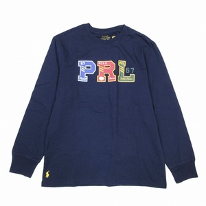 未使用品 POLO RALPH LAUREN ポロラルフローレン PRLロゴプリント ロングスリーブ Tシャツ トップス ネイビー サイズ14-16