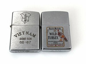 ジャンク ZIPPO ジッポー オイルライター2点 ベトナム 66-67・ワイルドターキー 着火未確認[03-4635