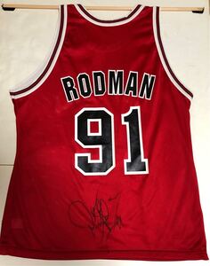 【dennis rodman(ロッドマン)】BULLS champion jersey 直筆サイン入り(AUTO) ★クリスティーズ鑑定書付★