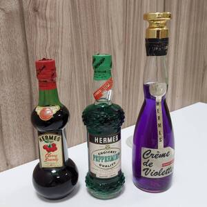 サントリー HERMES ミニボトル3本まとめ チェリーブランデー 、ペパーミント、Creme de Violette リキュール 未開封 自宅保管品 古酒 洋酒