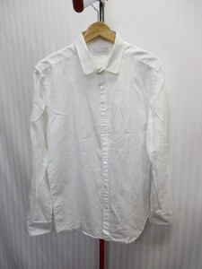 カルバンクライン　リネンシャツ　白シャツ　メンズL　ホワイトシャツ　ドレスシャツ　麻シャツ　長袖シャツ　サマーシャツ　CK　06282