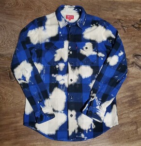 値下げ交渉 2013 Supreme Bleached Buffalo Heavyweight Shirt BLUE Size M 検)13 シュプリーム ブリーチ ヘビーウェイト シャツ ブルー 青