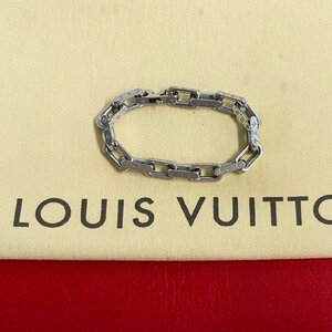 極 美品 LOUIS VUITTON ルイヴィトン モノグラム コリエ チェーン ブレスレット チェーン バングル アクセサリー シルバー 05927