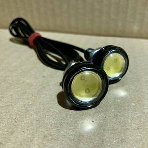 2個セット LED イーグルアイ 白 ホワイト 23mm 12V COB スポットライト 丸形 ボルト 防水