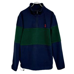 stussy ステューシー クラウンロゴ ハーフジップ フリース ジャケット M ネイビー メンズ ストリート オールド ビンテージ USA古着 24-0613