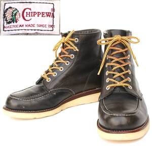 (43522)茶芯CHIPPEWAチペワ25061MADE IN USAセッターブーツ7.5E 25.5cm(ワークブーツ黒ブラック1997年製モックトゥ アメリカ製白タグ旧タグ