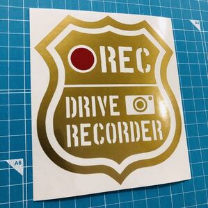 送料無料 ドライブレコーダー セキュリティ ステッカー 大サイズ ゴールド Drive Recorder ドラレコ38 世田谷ベース アメ車 usdm スタンス