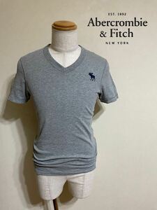 Abercrombie & Fitch アバクロンビー&フィッチ Vネック アイコン Tシャツ トップス サイズS 半袖 グレー