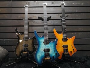 ◆大感謝祭!! エボニー指板 6st Headless Guitar Burst See Thru Blue ヘッドレス ブルー 軽量! ハンガーOK 検/kiesel ibanez qx G1G22532