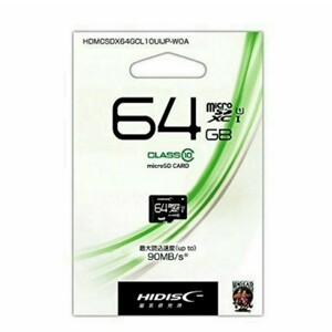 microSDXC64GBメモリーカード（HI-DISC）HDMCSDX64GCL10UIJP-WOA【1円スタート出品・新品・送料無料】