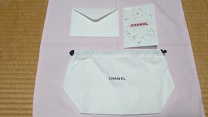 CHANEL シャネル 巾着 きんちゃく ポーチ　★メッセージカード付・非売品 ・ノベルティ ☆未使用 ・綿コットン100%　 ◇土日も迅速発送！