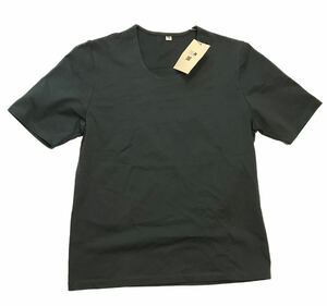 新品未使用品　タグ付　日本製　オランジュ　Uネック　半袖Tシャツ 半袖 Tシャツ チャコール　Lサイズ