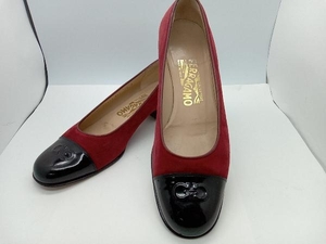 Salvatore Ferragamo パンプス サイズ7 1/2(約24.5cm) ボルドー×ブラック スエード