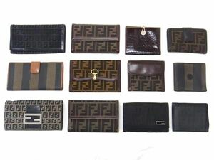 1円 FENDI フェンディ ズッカ柄 ペカン柄 等 二つ折り 三つ折り 財布 長財布 ウォレット 小銭入れ 札入れ 12点セット まとめ売り DA7854