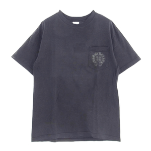 CHROME HEARTS クロムハーツ（原本無） 1ポケット バック セメタリー クロス プリント 半袖 Tシャツ 墨黒 ブラック系 M【中古】