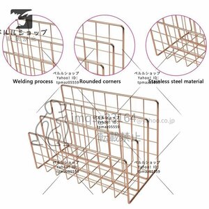 3スロット鉄線収納ラックシェルフファイルオーガナイザーホルダーホームオフィス装飾用多機能レターファイ