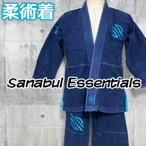M■ Sanabul Essentials メンズ 超軽量 防縮加工 柔術着 上下 セットアップ ネイビー 紺 AOサイズ （155㎝〜170㎝） 50kg〜70kg ブラジル