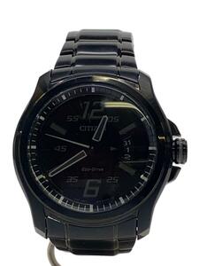 CITIZEN◆ソーラー腕時計/アナログ/ステンレス/BLK/BLK/SS/J810-S097037