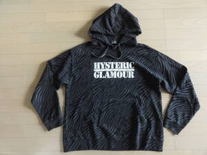 美品 HYSTERIC GLAMOUR ロゴ パーカ 黒縞 Lサイズ 02181CF04