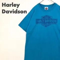 2528 ハーレーダビッドソン　両面　ビッグロゴ　半袖　Tシャツ　ゆるだぼ　青