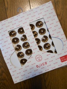 OJICO・オジコ/日本製☆キュートなドーナッツプリントクルーソックス 20-22cm 未使用品 定価1.200+税
