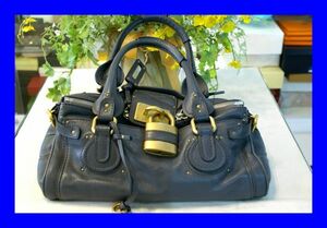 ○美品 クロエ Chloe パディントン ショルダーバッグ グレー B0115