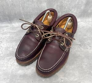 美品 ティンバーランド 3eye 7 25cm相当 Timberland 3-Eye スリーアイ モカシン バーガンディ Classic Lug Moccasin デッキシューズ USED品