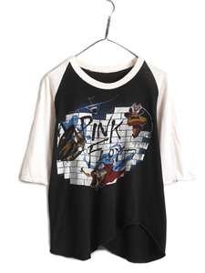 パキ綿 80s ★ ピンクフロイド ツアー プリント ベースボール Tシャツ メンズ S / 80年代 ヴィンテージ PINK FLOYD 当時物 バンド ラグラン