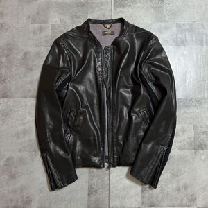 DIESEL Black Gold Leather Jacket ライダース　ディーゼル　ブラックゴールド　レザージャケット　ライダース　ニット切り替え 本革