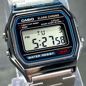 美品 CASIO カシオ A158W-1 腕時計 デジタル クオーツ 多機能 カレンダー メタルバンド シルバー スクエア ステンレス 動作確認済み 稼働品