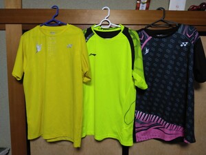 YONEX ヨネックス 練習着 ユニフォーム バドミントン 中古 まとめ売り O LL XL 格安 ポロシャツ ゲームシャツ Tシャツ リンダン LIN DAN 黄