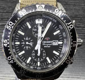 腕時計 ORIENT Chronograph 20 bar TT11-C1-B CA WATER RESISTANT SS MX オリエント クロノグラフ 118.12g メンズ 稼働品 WA404