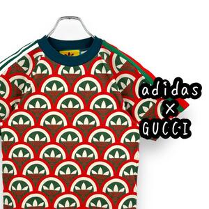 新品 adidas×GUCCI Tシャツトレフォイルロゴ レッド XSサイズ