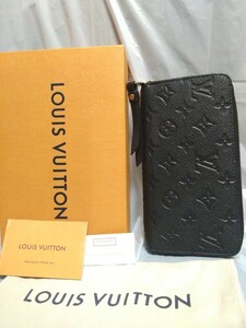 極美品　LOUIS VUITTON ルイヴィトン モノグラムアンプラントジッピーウォレット M61864 ブラック長財布 レザー長財布 ラウンドファスナー 