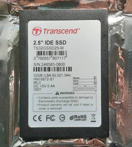 動作確認済・送料無料 Transcend IDE 32GB TS32GSSD25-M 2.5インチ PATA SSD IDE 32GB