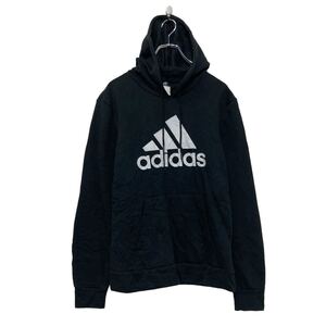 adidas プリント スウェット パーカー アディダス M ブラック プルオーバー シンプル 古着卸 アメリカ仕入 a606-5636