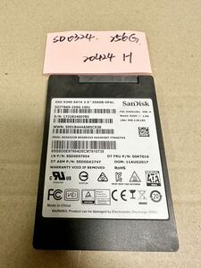 SD0324【中古動作品】SunDisk 内蔵 SSD 256GB /SATA 2.5インチ動作確認済み 使用時間20424H