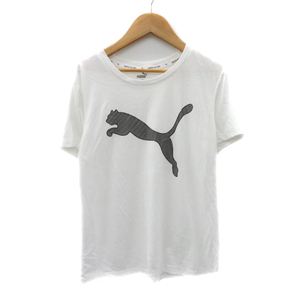 プーマ PUMA Tシャツ カットソー 半袖 ロゴ S 白 ホワイト 黒 ブラック /YK42 レディース