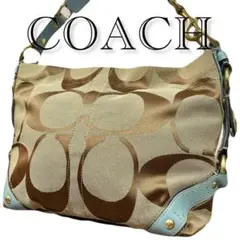 COACH コーチ シグネチャー ショルダー バッグ キャンバス レザー