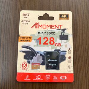 611p2338☆ MMOMENT 128GB A2V30 MicroSDXCカード Gopro対応 SDアダプター付【読込最大160MB/s】