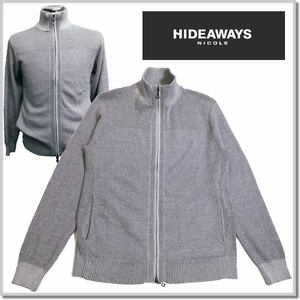 ハイダウエイ HIDEAWAYS NICOLE １２ＧＧプレーティングカノコZIPカーディガン 3465-6330-09(ICE GRAY)-46(M) ニットブルゾン