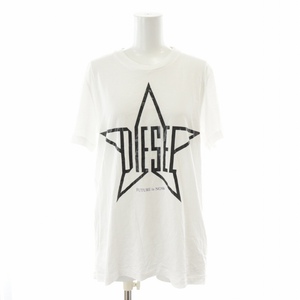 ディーゼル DIESEL Tシャツ カットソー チュニック丈 プリント 半袖 白 ホワイト /XK レディース