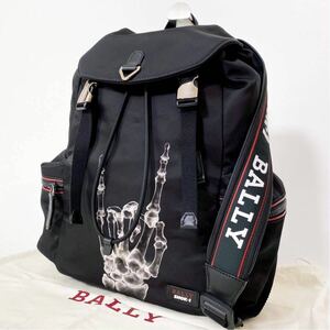 極美品/限定●バリー BALLY SHOK-1 バッグパック リュック メンズ ビジネス 大容量 A4 書類 黒 ブラック レントゲンプリント レザー 本革