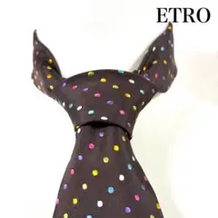 ETRO エトロ　ネクタイ　茶色　ドット