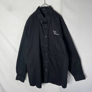 Dunbrooke 長袖ボタンダウンシャツ　古着　Lサイズ　ブラック　WORK WEAR 刺繍ロゴ